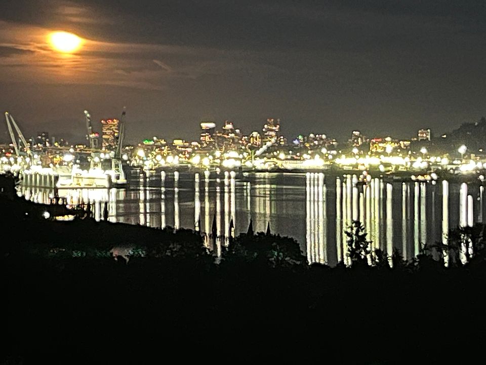 Downtown lights over the Willamette. Photo taken from master bedroom window.