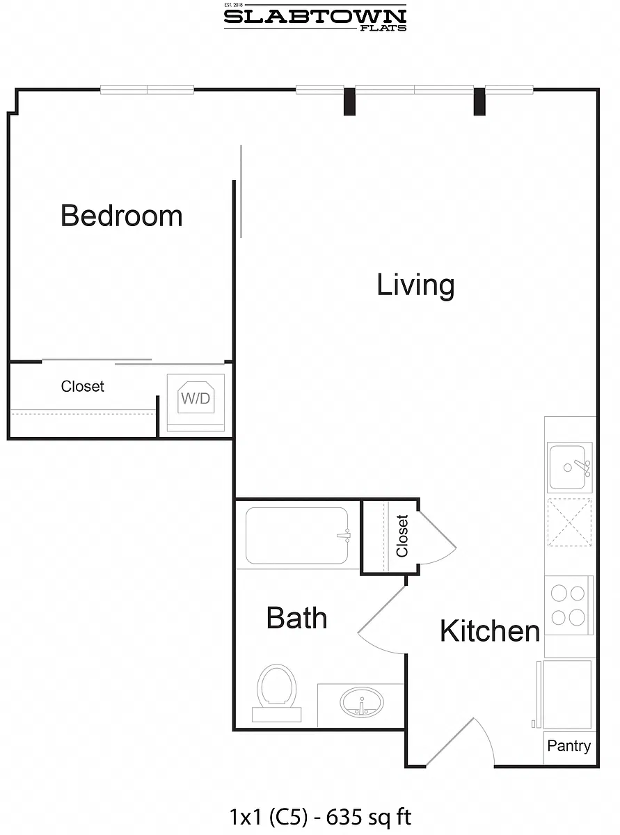 Floor plan 1 Bedroom 1 Bathroom C5