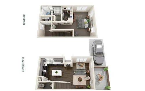 Floor plan One Bedroom Cottage with Private Driveway Parking