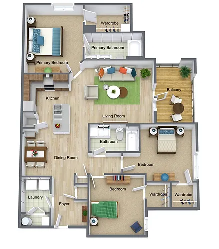 Floor plan Three Bedroom