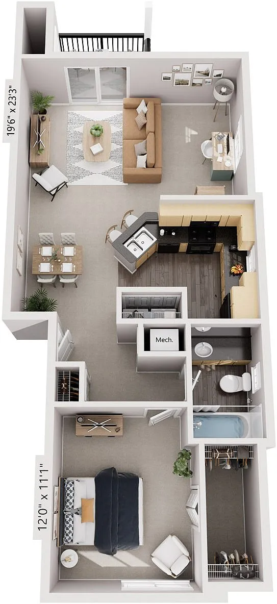 Floor plan One Bedroom End