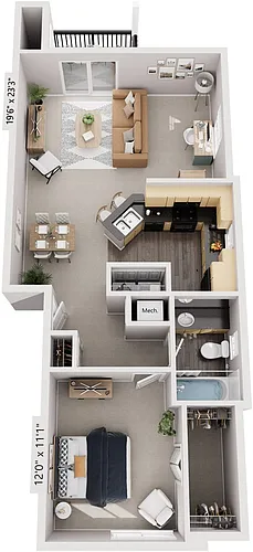 Floor plan One Bedroom End