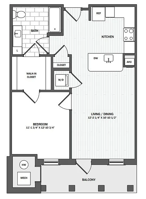 Floor plan 1Bed/1Bath-A2