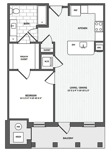Floor plan 1Bed/1Bath-A2