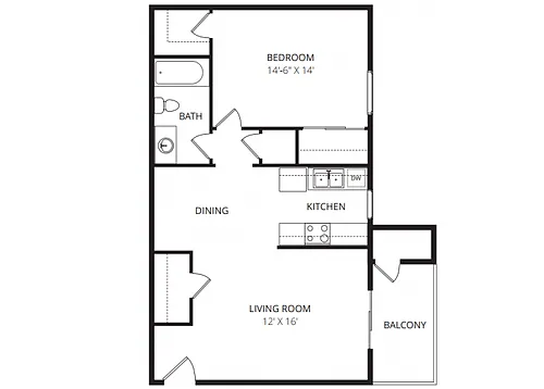 Floor plan 1x1 Paseo