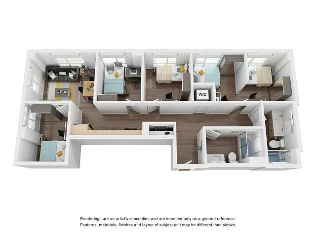 Floor plan Private Bed in a 4 Bed 2 Bath