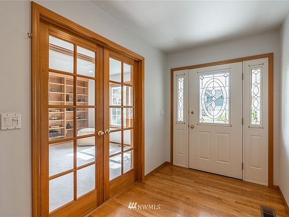 Entry with french doors to office