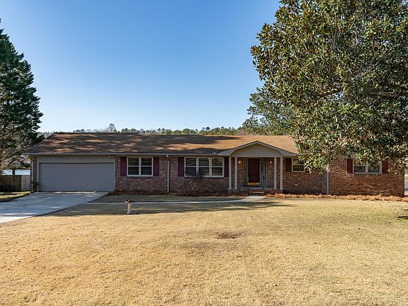 View of the front of the house from the street. All one level!