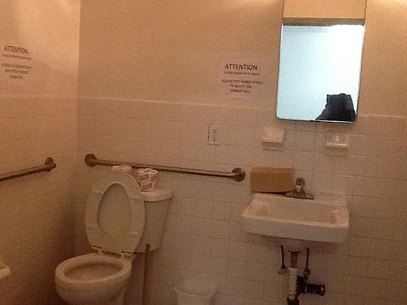 the bathroom inside the store