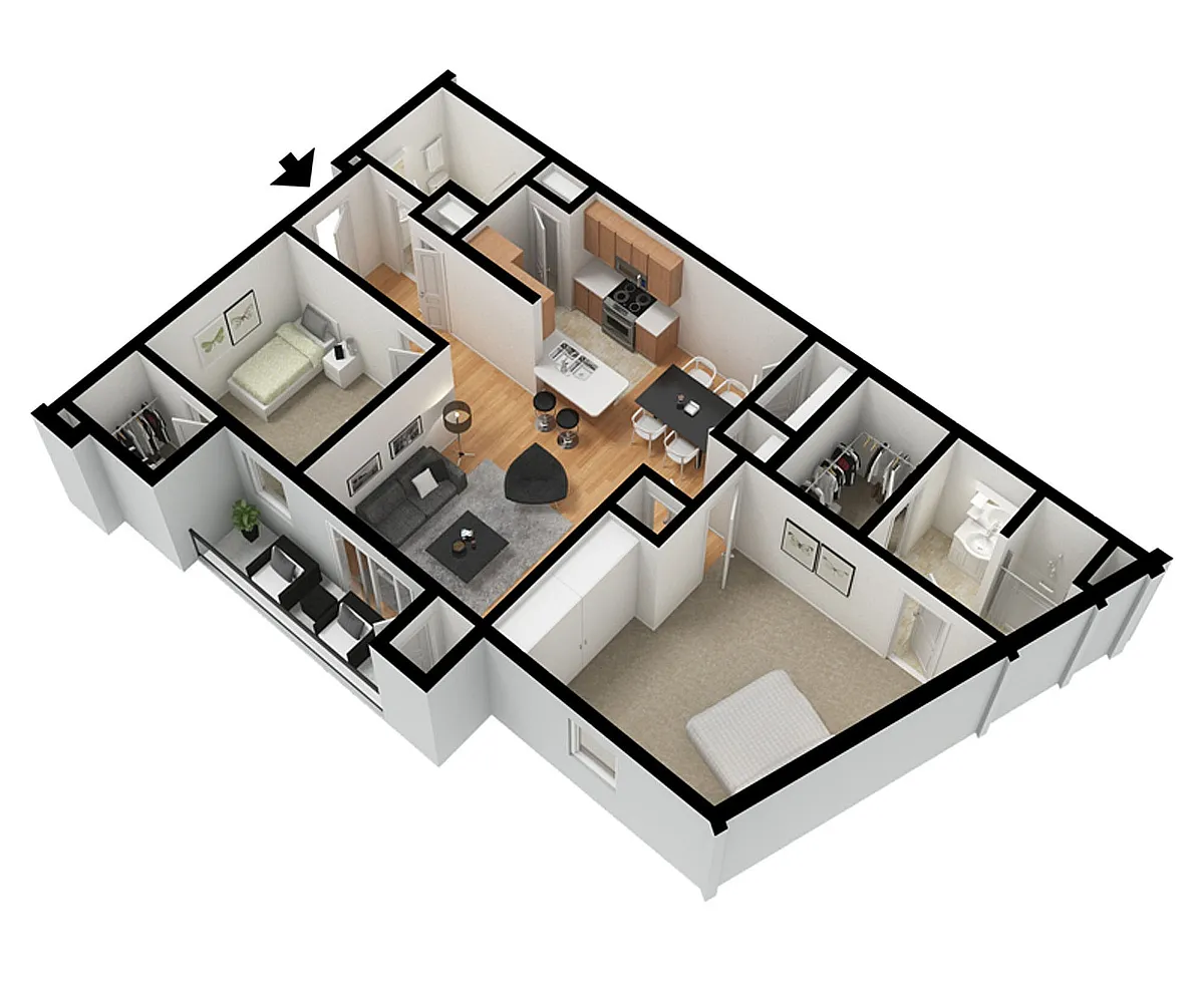 Floor plan 2 Bedroom, 2 Bathroom Executive