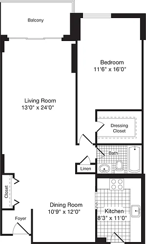 Floor plan 1 Bedroom Q