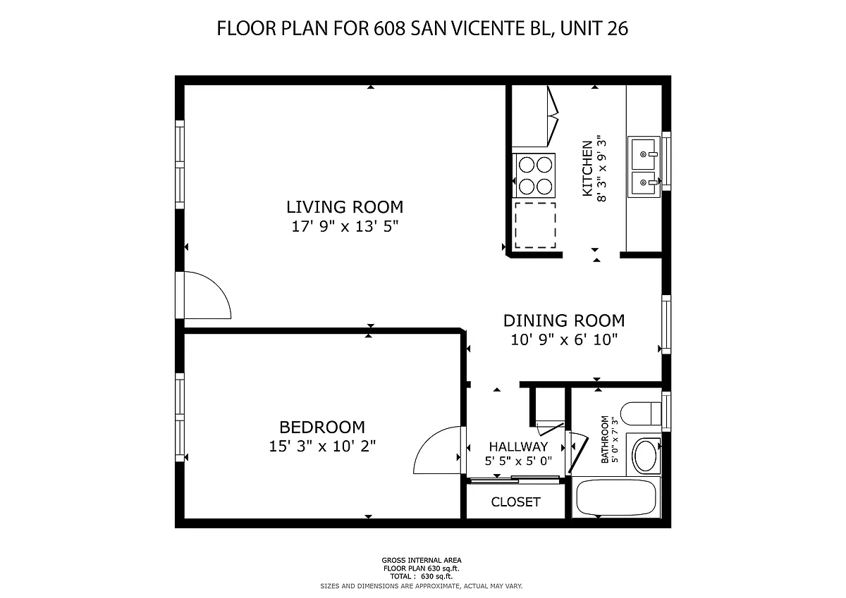Floor plan 1 Bed 1 Bath