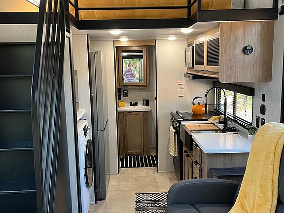 View from the front of the unit to the back toward bathroom.