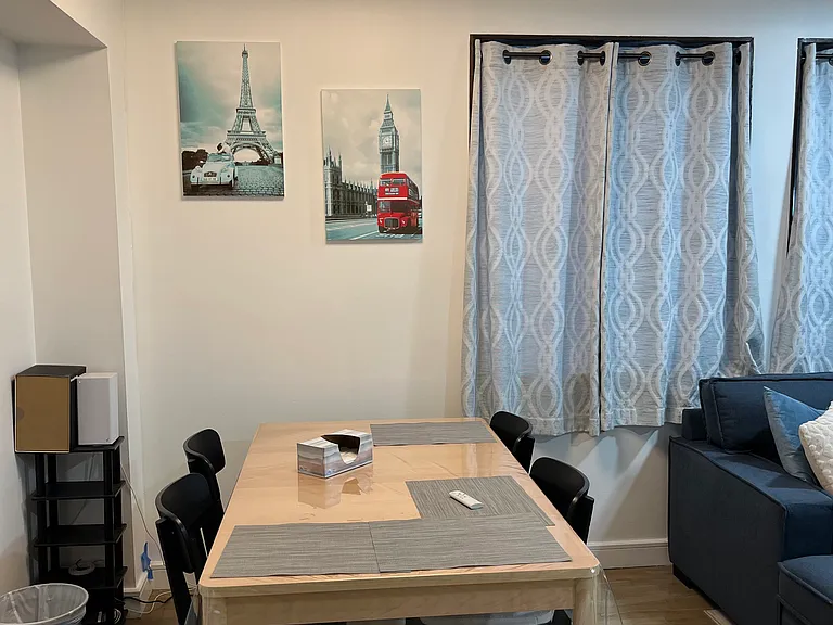 Dining with ceiling light fixture remote controlled