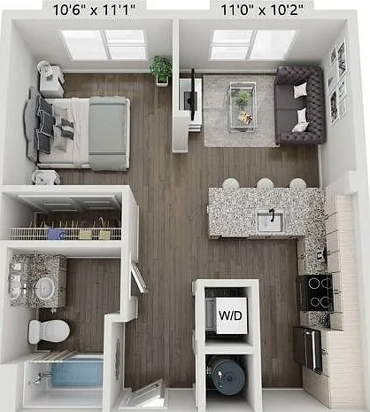 Studio | 1 Bath | 587 SF Studio | 1 Bath | 587 SF