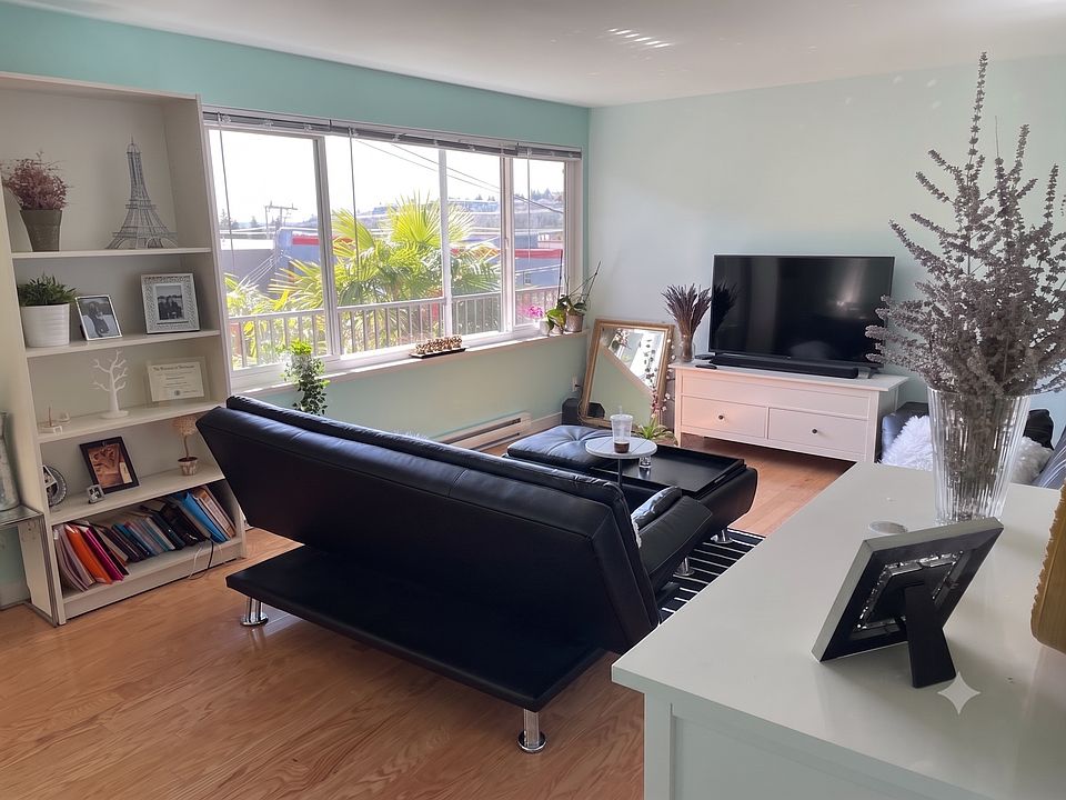 Spacious living room with south and west views.