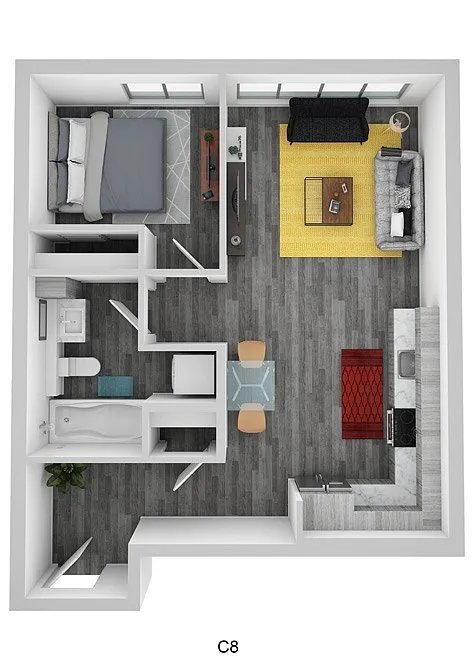 Floor plan 1 Bedroom 1 Bath A48