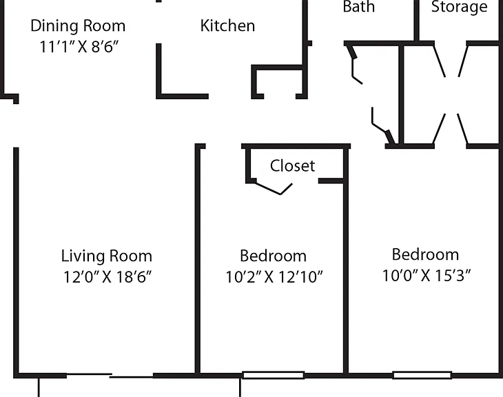 2 bedroom, 1 bathroom 2 bedroom, 1 bathroom