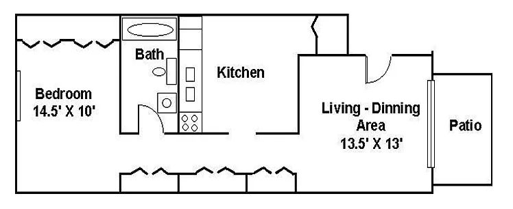 Floor plan 1 Bedroom 1 Bath