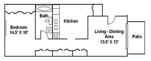 Floor plan 1 Bedroom 1 Bath