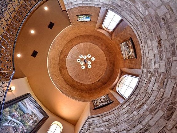 Ceiling in entrance rotunda in main house.