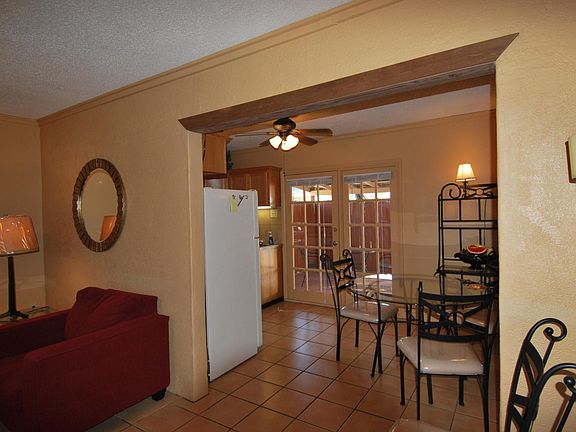 Looking out french doors to patio