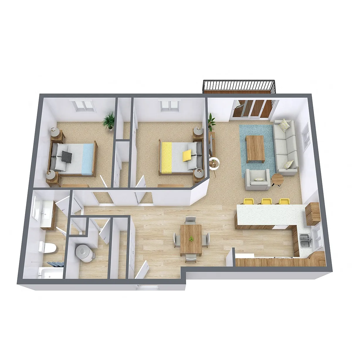 Floor plan Two Bedroom 21A