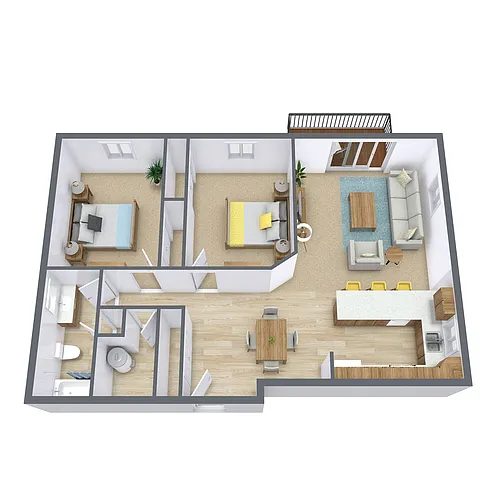 Floor plan Two Bedroom 21A