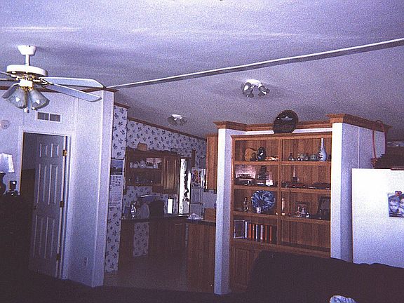 living room into kitchen