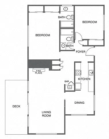 Floor plan 2 Bed, 2 Bath