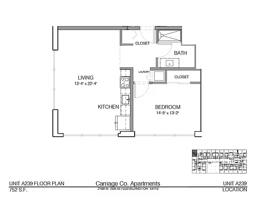 Floor plan c1-752 - 1 bed, 1 bath