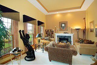 Striking living room is refined yet comfortable.