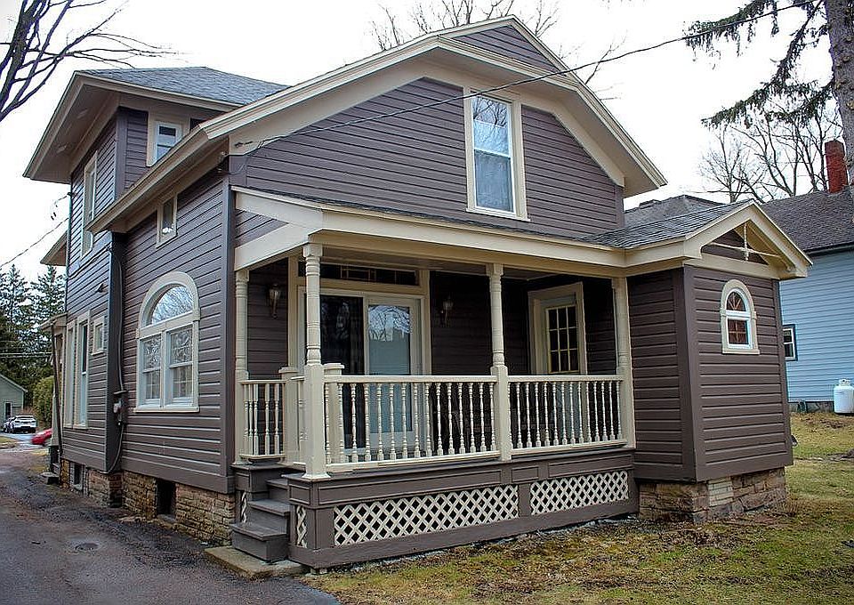 Porch overlooking backyard.