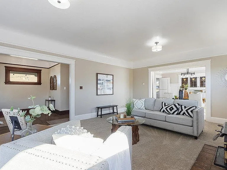 Another view of the living to kitchen area