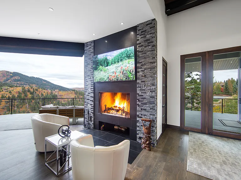 Wood burning fireplace