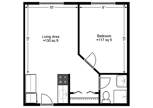Floor plan 1 Bedroom Updated