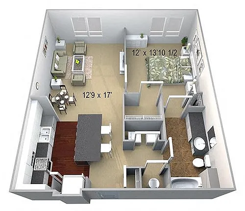 Floor plan A1 1 Bed/1 Bath