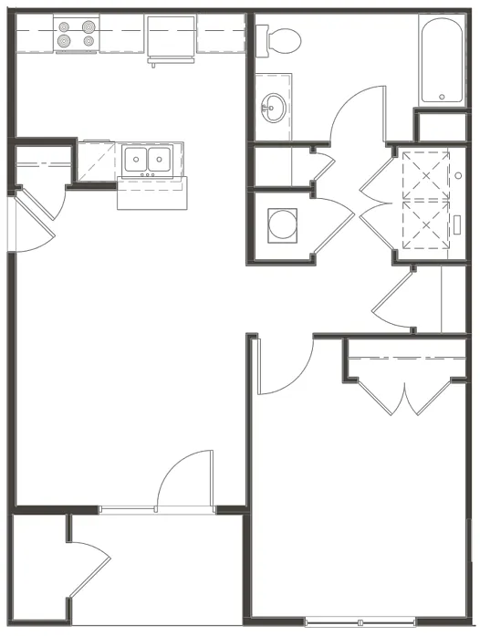 Floor plan 1X1 U