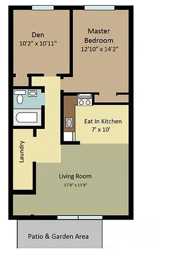 Floor plan One Bedroom with Den