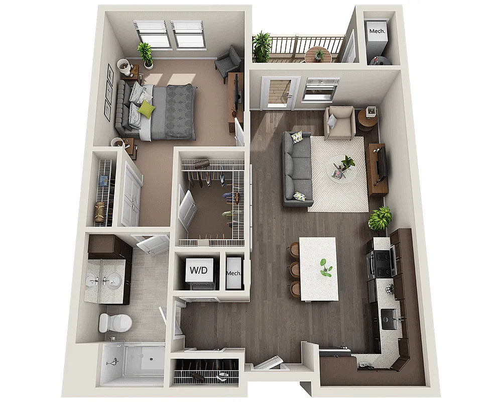 Floor plan One Bedroom A1G