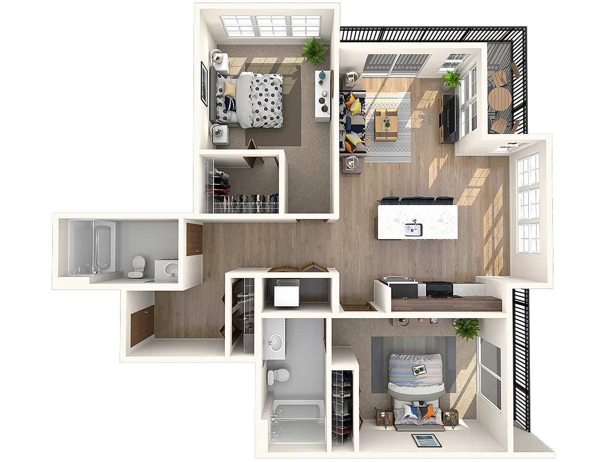 Floor plan Two Bedroom, Two Bath