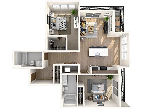 Floor plan Two Bedroom, Two Bath