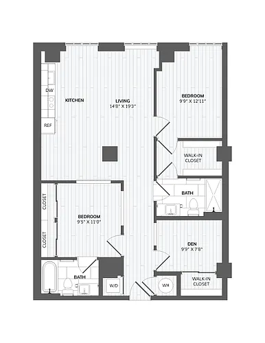 Floor plan 2 Bed 2 Bath Den-F4