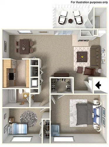 Floor plan Two Bedroom One Bath