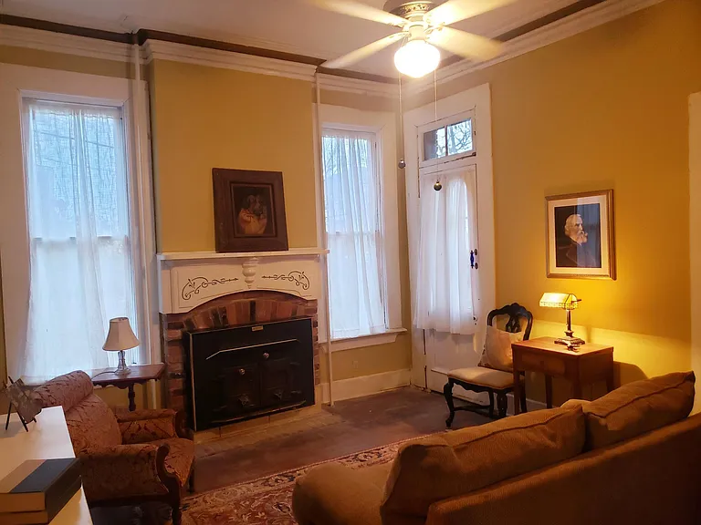 Family Room with wood burning fireplace