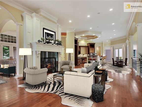 Virtually staged hearth room.