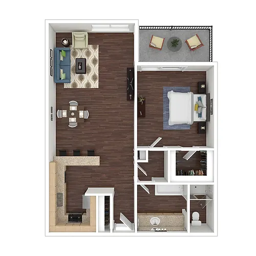 Floor plan One Bedroom - Waters Edge at Marina Harbor