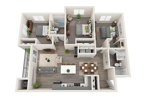 Floor plan C1: 3 Bed 2 Bath
