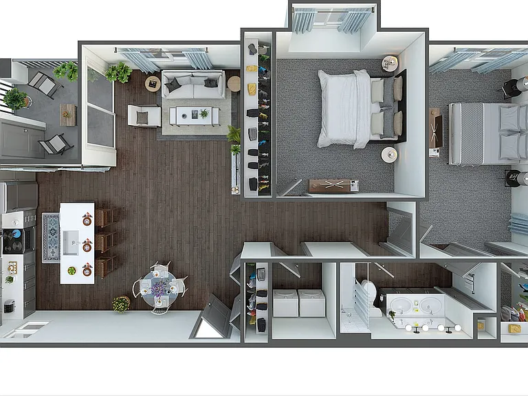 Discover your new home with this chic two-bedroom apartment boasting a stylish open-plan design. Discover your new home with this chic two-bedroom apartment boasting a stylish open-plan design.