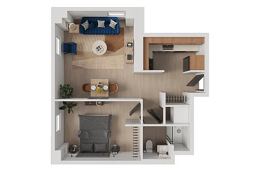 Floor plan A-1 Bedroom Market Rate